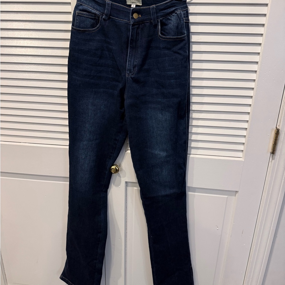 High Waisted Dark Blue Jeans, long
